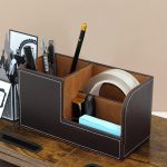 TooCust Leather Office Desk Organizer with Drawer, Multi-function Office Supplies for Desk Top Organizer,Black Mens Desk Accessories,Teacher Desk Organizer for Pen Pencil Holders and Organizers - Image 8